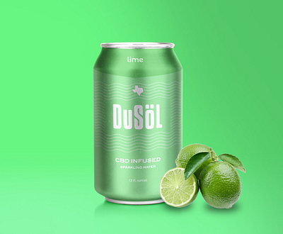 DuSol Sparkling CBD Water can clean design lime packaging packaging design water