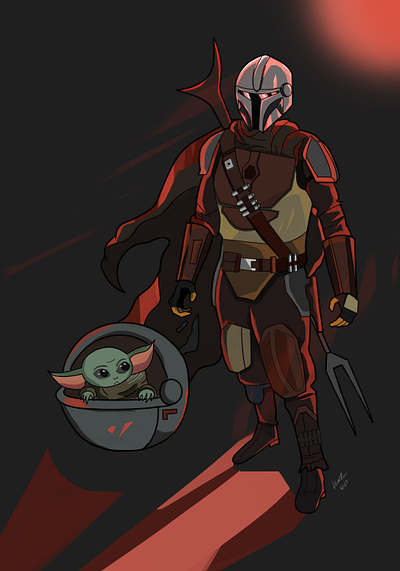 Mandalorian animation character digitalpainting illustration painting