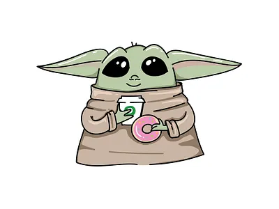 Baby Today baby yoda fanart flat flat illustration illustration illustrator master yoda movie starwars vector yoda