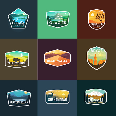Favorite Badges of 2019 bryce death valley glacier gradient joshua tree logos mountains national national park national parks vintage