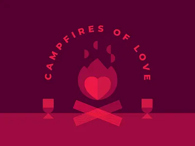 Campfires of Love campfire design fire geometric heart illustration