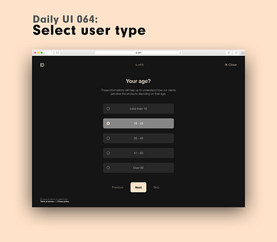 Daily UI 064 - Select User Type age daily 100 challenge daily ui dailyui ui uidesign uiux user user type ux