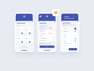 STEMuli App Redesign app design clean ui high school login onboard onboarding registration school signup sketch sketchapp startup student studentapp uiux