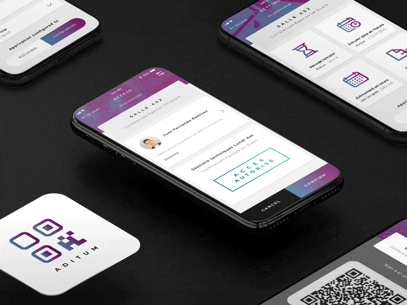 Aditum · QR code reader for events animation app branding design icon motion motion design ui ux visual design