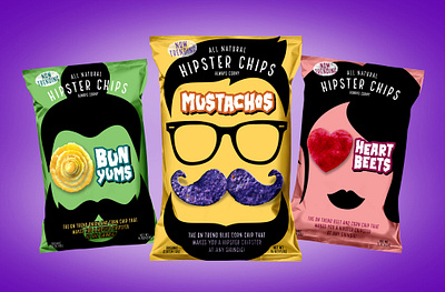 ALL 3 Hipster Chipster Bags branding chips design hipster logo packaging design snacks