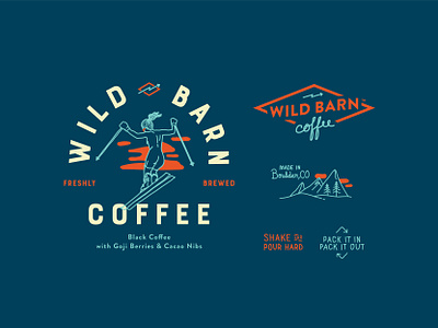 Wild Barn Coffee blobs brand branding coffee cold brew illustration naked nitro skiing