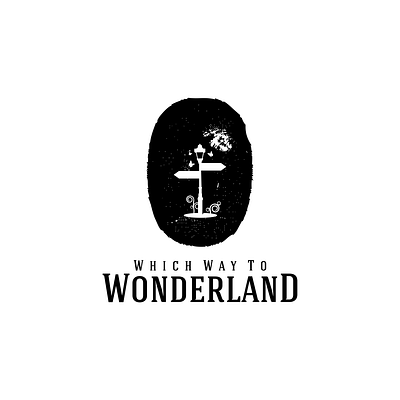 Which Way to Wonderland butterfly classic classy elegant grayscale illustration mark monogram logo mystery mystic vector