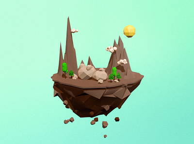 ⛰️ c4d cloud flat illustration mountain sun