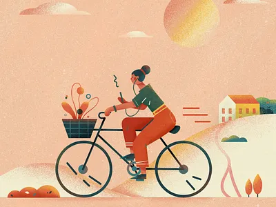 《一个人的短途旅行》 人物 插画 插画设计 旅行 独处 骑行