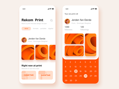 Print App • Mobile Screen animation app clean colors colour design orange orange colors organic print app print design printing printmaking prints ui ux ux vector