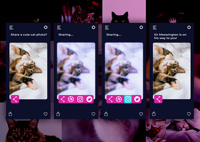 Cat Photo Social Share cats daily ui daily ui challenge dailyui design mobile mobile ui social share ui ui design uiux visual design