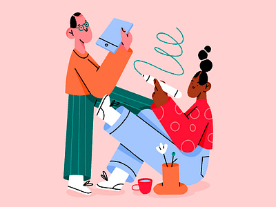 working together 👯 character character design collaboration community creative illustration people plant work