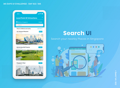 365 DAYS UI CHALLENGE - DAY 022 / 365 - Search 365daysuichallenge app design app ui concept dailyui mobile app search bar search places singapore teal uiux user interaction