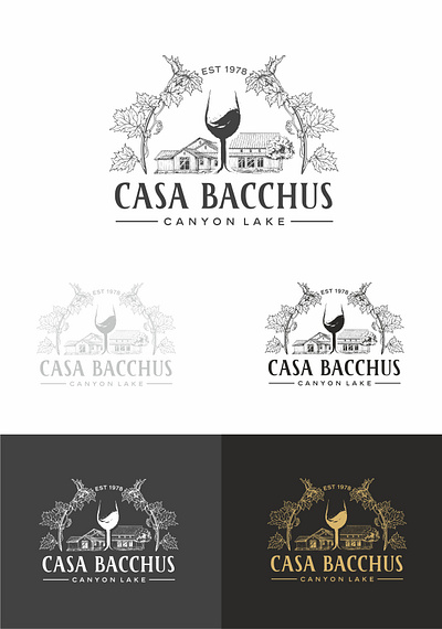 Casa Bacchus design house logo vector vine vintage logo