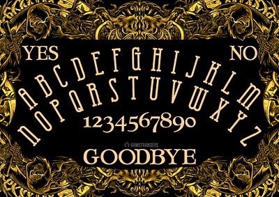 ouija sample with font artwork dark illustration skeleton skull