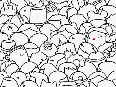 Glance character characters clean drawing editorial flat glance group hand drawn illustration illustrator line look minimal people vector view