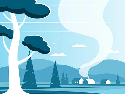 Village on a mountains background architecture building canal country countryside culture destination energy european famous farm field flowers historic illustration landscape summer vector village wind