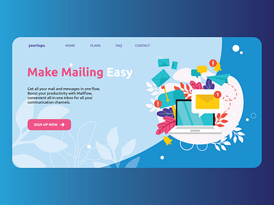 Make Mailing Easy app branding design flat icon illustration landing page minimal ui ux vector web