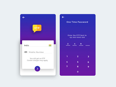 OTP Screen UI app blue design login minimal mobile ui otp photoshop ui ui ux uidesign ux uxui violet