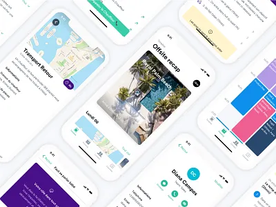 Offsite project 📯 activity android app application calendar colors contact interface ios map minimal mobile offsite planning timeline ui ux