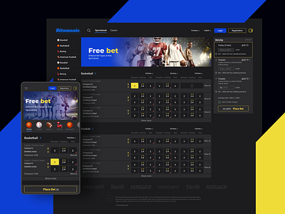 Sports Betting site dark theme app design ui ux web