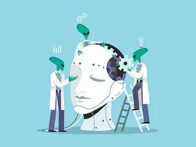Featured Image - Aliens and AI blog illustration design featured image graphic design illustration