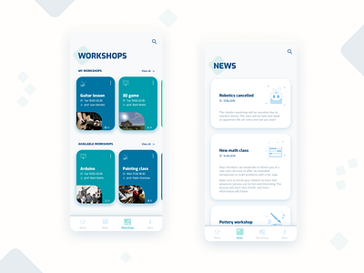 Workshops tracking app app app design clean clean ui custom icon design custom icons mobile app mobile ui newsfeed ui ui design user testing ux uxdesign uxui workshops