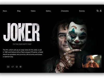 Joker Movie Website Concept joker joker movie movie ui ui ux ui design uidesign webdesign website website concept website design