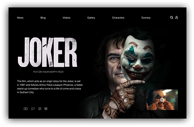 Joker Movie Website Concept joker joker movie movie ui ui ux ui design uidesign webdesign website website concept website design