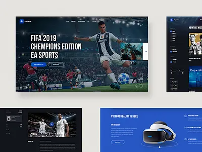 Playstation Website branding design fifa football game grid hero homepage minimal playstation playstore ui pack web