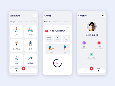 Workout App app design ios mobile mobile app mobile ui native app ui uiux ux