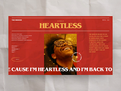 The Weeknd Heartless scroll animation animation art colors design elements grid layout music promo red style styles typography ui ux web