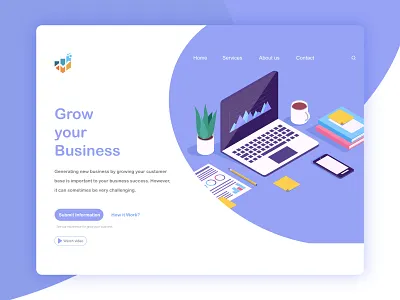 Grow your buainess blue theam buainess illustration manish manish soni photoshop design ui design