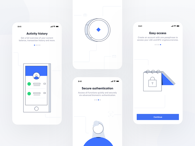 Lisk Mobile - Onboarding application apps flat icon icons interface mobile simple ui web