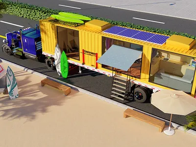 18 Wheels of Surf Exterior 18 wheeler 3d 3d model autocad beach design exterior interior design lumion motion photoshop render rendering semi sketchup surf surf shop surf truck truck visualization