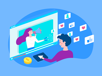 video marketing adobe banner design blog post flat illustration illustrator video marketing