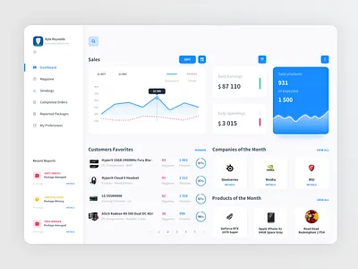 Package delivery - dashboard app dashboard delivery design selling statistics ui user experience user interface ux