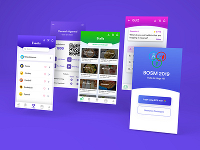 BOSM '19 Android App android android app android app design app design dark ui design icon illustration lettering light app typography ui ux vector