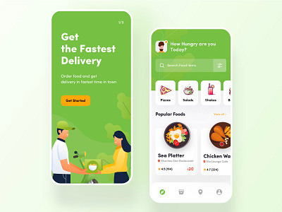 Food App- Onboarding & Discover best clean delivery design designer fast delivery food food and drink food app illustraion mobile app order food restaurant shop trend 2020 ui ui designer ux