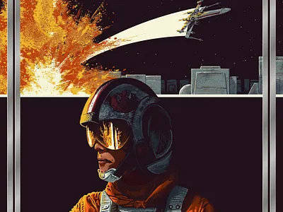 Star Wars Impressions: A New Hope a new hope death star digital painting illustration luke skywalker movie art star wars x wing