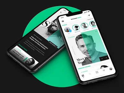 Designer Inspo - A social media app for designers + Freebie adobe xd app cards clean design editorial freebie ios minimal mobile profile social media ui ux