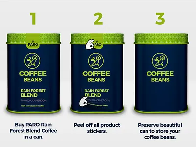 RainForest Coffee repurpose can branding coffee coffee bean coffeeshop design packaging packaging design packagingdesign practical repurpose