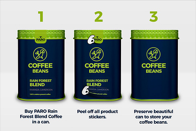 RainForest Coffee repurpose can branding coffee coffee bean coffeeshop design packaging packaging design packagingdesign practical repurpose