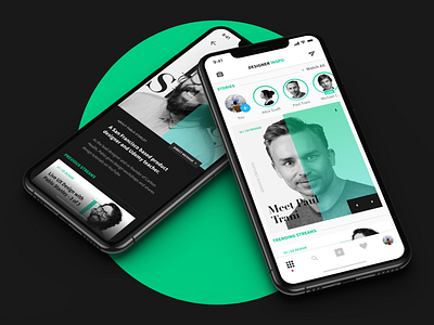 Designer Inspo - A social media app for designers + Freebie adobe xd app cards clean design editorial freebie ios minimal mobile profile social media ui ux