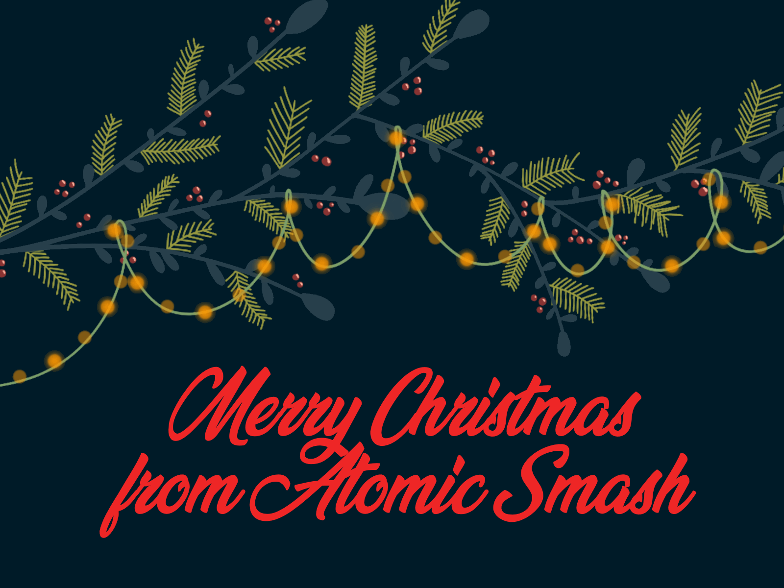 Merry Christmas Dribbble from the team at Atomic Smash christmas christmas lights illustraion merry christmas procreate