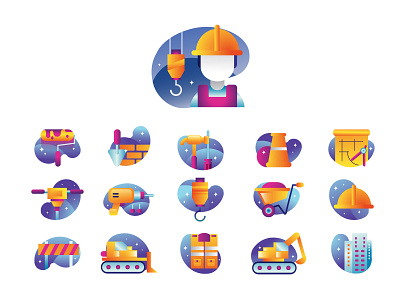 Building and Construction Icons app building building icon construction construction icon construction logo design dribbble flaticon freepik icon icon budnle icon set illustration logo ui ux vector