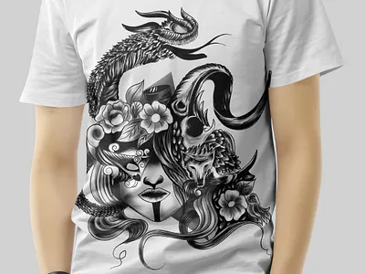 T-shirt design illustration mockup chandrani das digital painting digitalart drawing graphic design hand drawing illustration vector