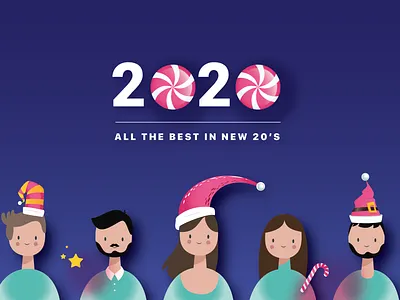 2020 V2 challenge christmas christmas card clean fun gradient illustration simple typography ui vector