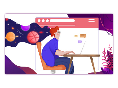 Hello dribbble design illustration