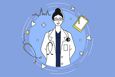 Cardiologist cardiologist character design doctor flat illustration vector